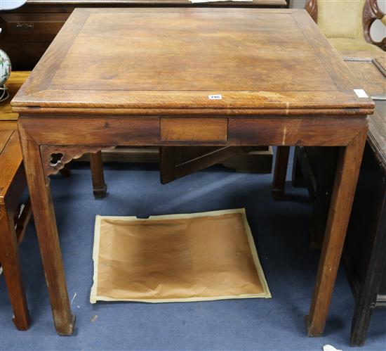 A Chinese hardwood card table, c.1900, W.90cm